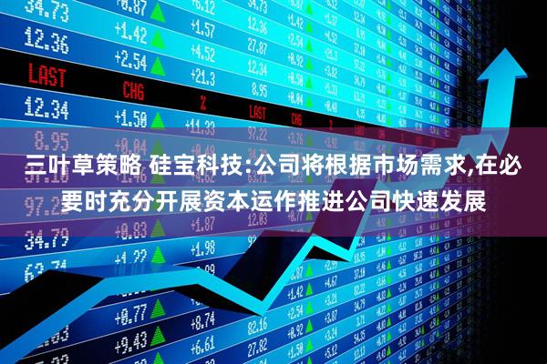 三叶草策略 硅宝科技:公司将根据市场需求,在必要时充分开展资本运作推进公司快速发展